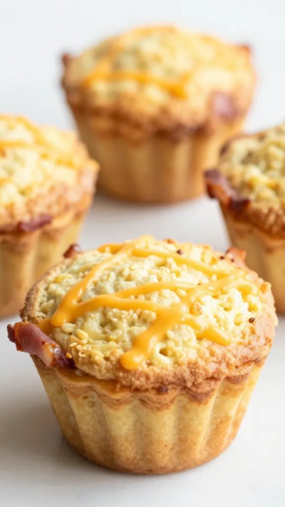 bacon and cheddar egg muffin, shallow depth of field