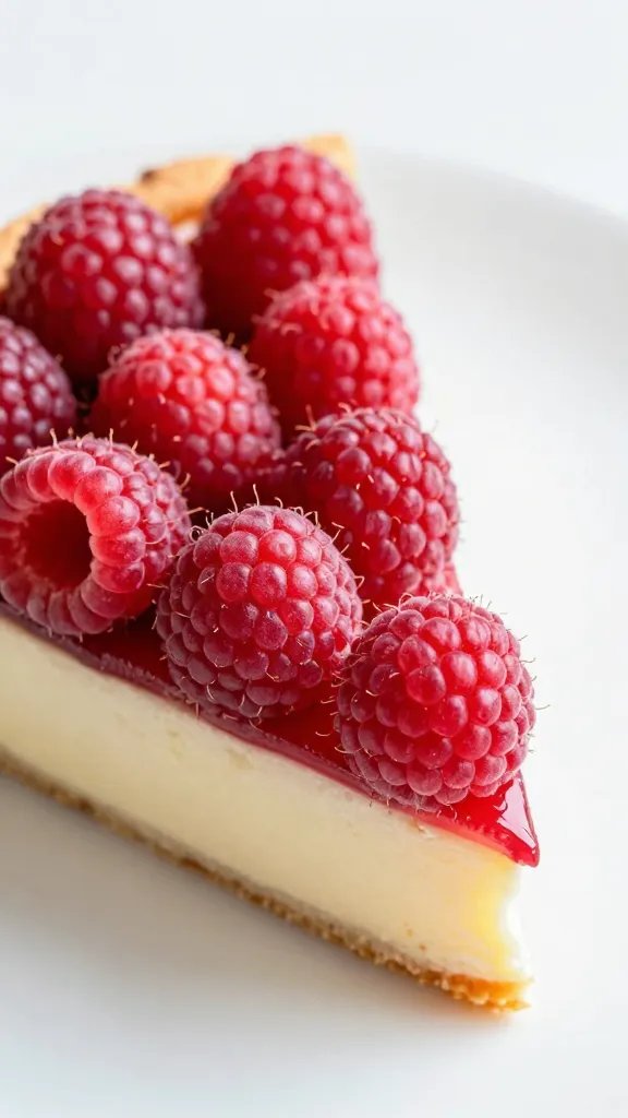 Raspberry crown detail on fruit pizza slice