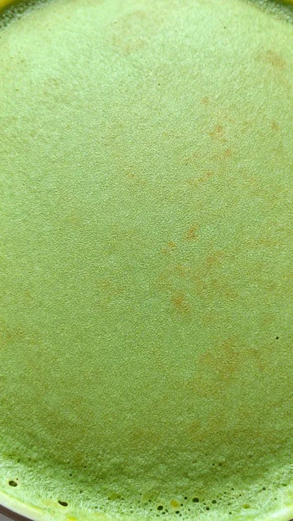 closeup of bright green pancake surface texture