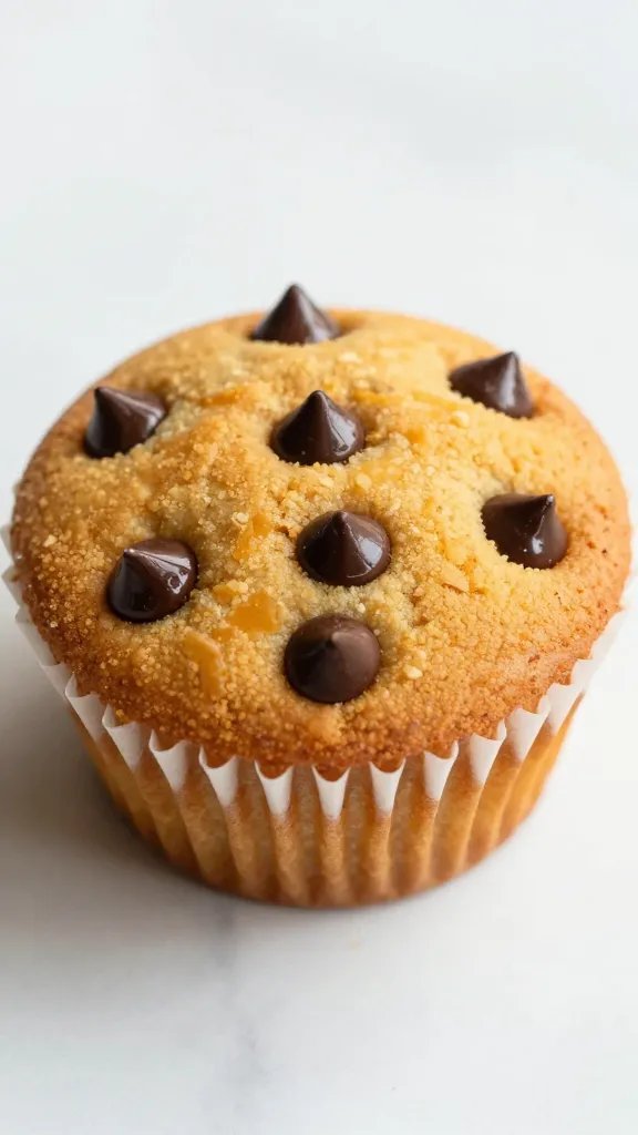 single pumpkin muffin top cookie with glossy chocolate chips