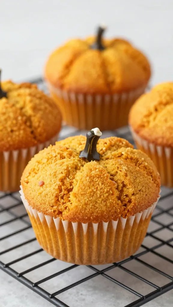 craggy pumpkin muffin crown on cooling rack