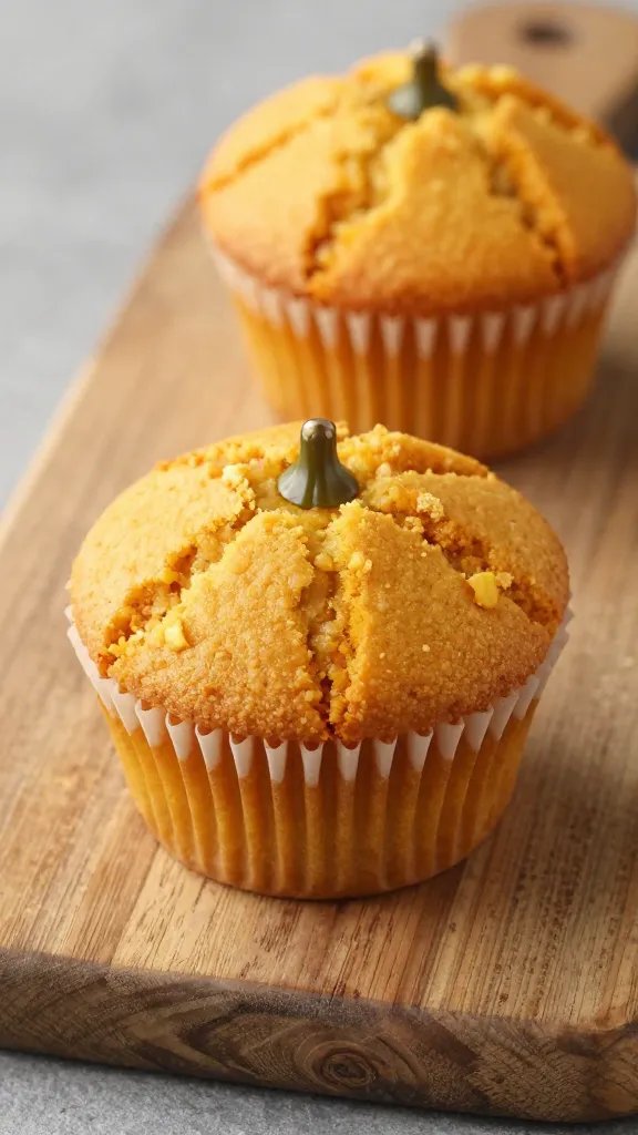 chewy pumpkin muffin top on rustic wooden board