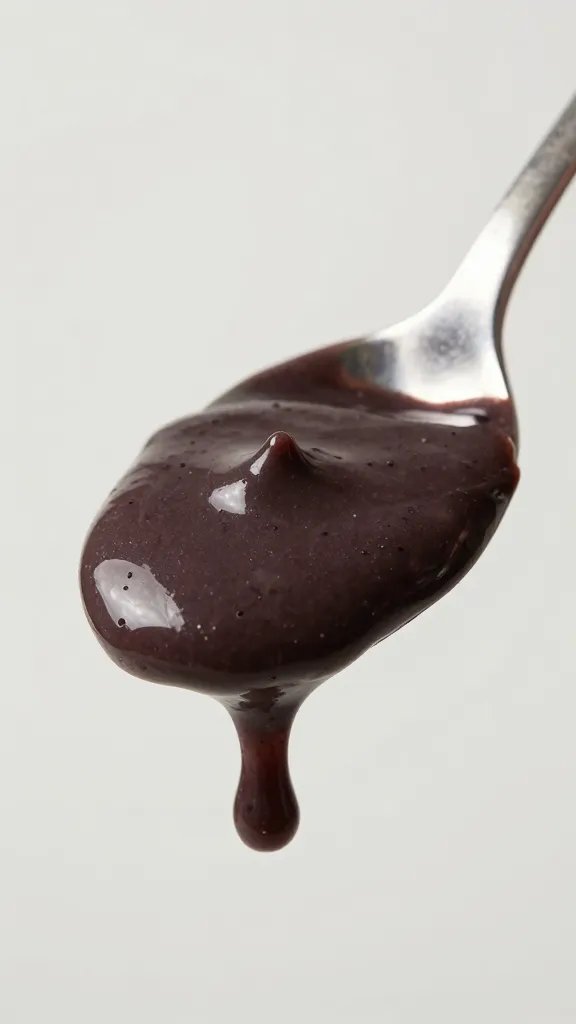 Spoonful of thick acai base, dripping slowly