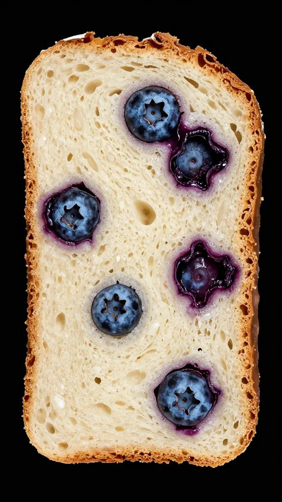 slice showing tender crumb and blueberry pockets