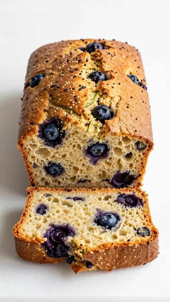 golden crust end piece of blueberry zucchini bread