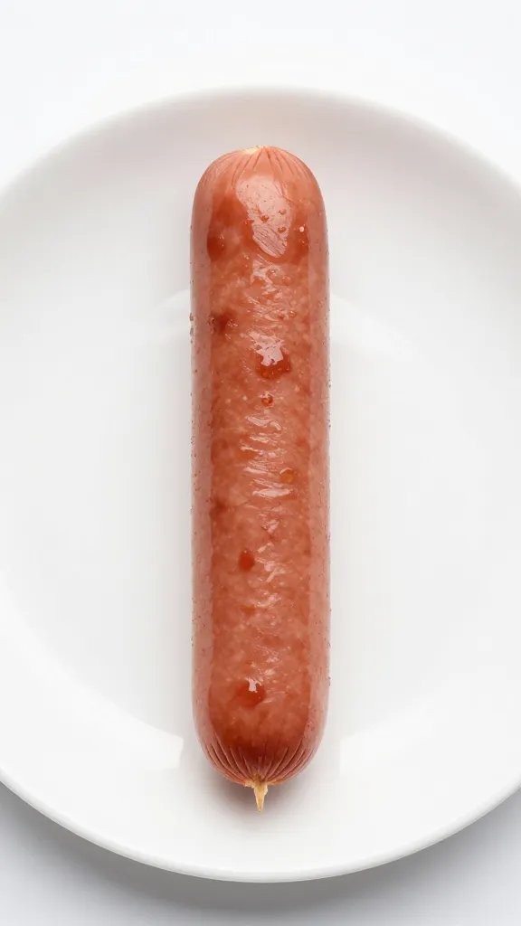 single sausage ball with toothpick on white porcelain saucer