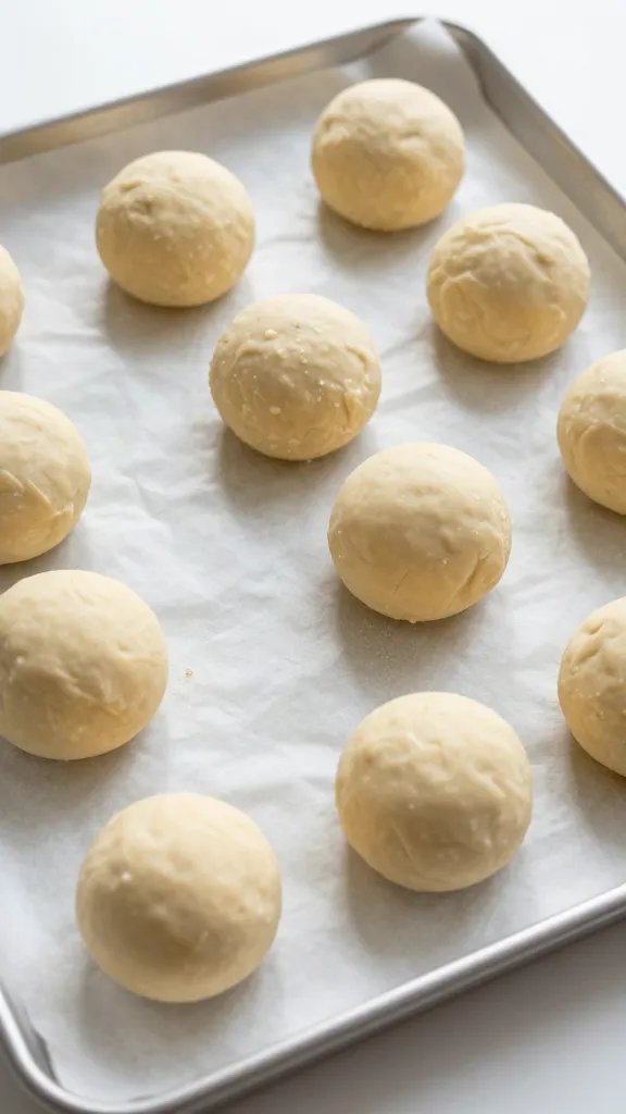 unbaked sausage ball on parchment-lined baking sheet