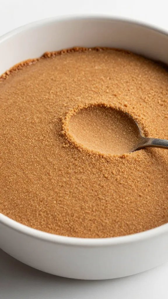 Flapjack bowl with brown sugar crust, spoon imprint visible