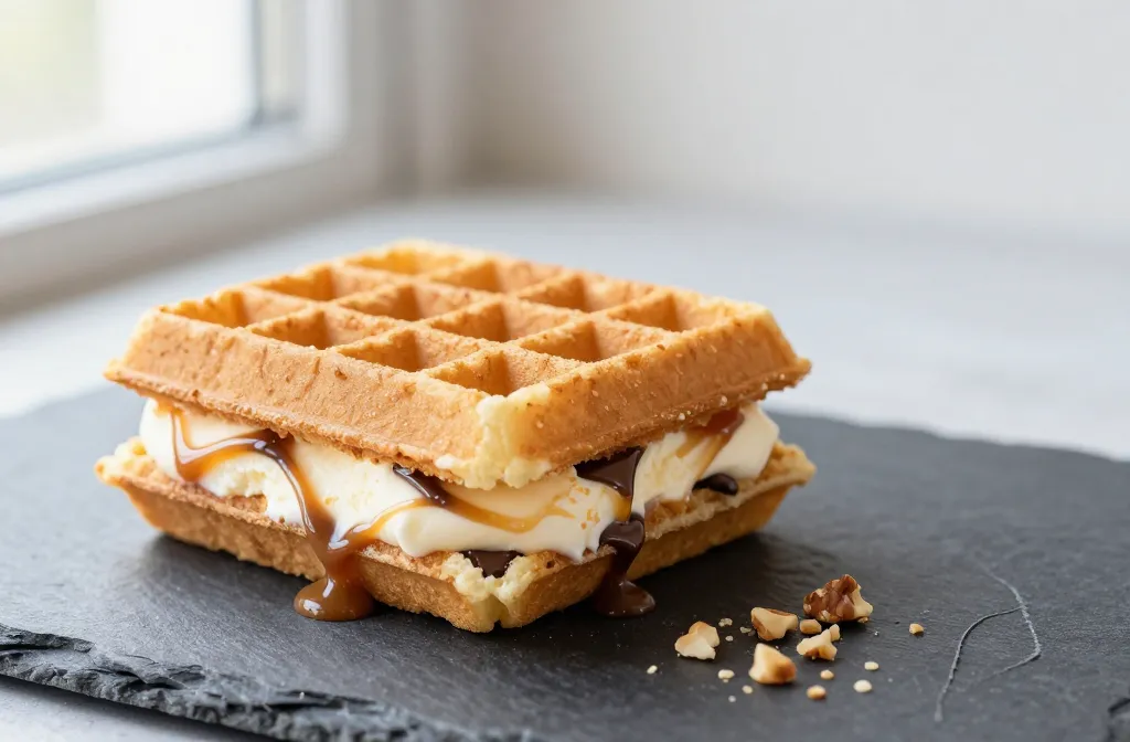 Waffle Ice Cream Sandwich That Slaps in 10 Minutes
