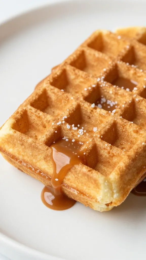salted caramel waffle sandwich with flaky sea salt