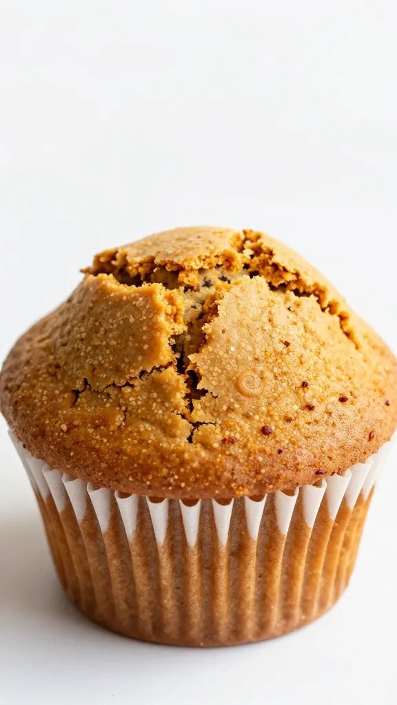 single pumpkin spice protein muffin with cracked domed top