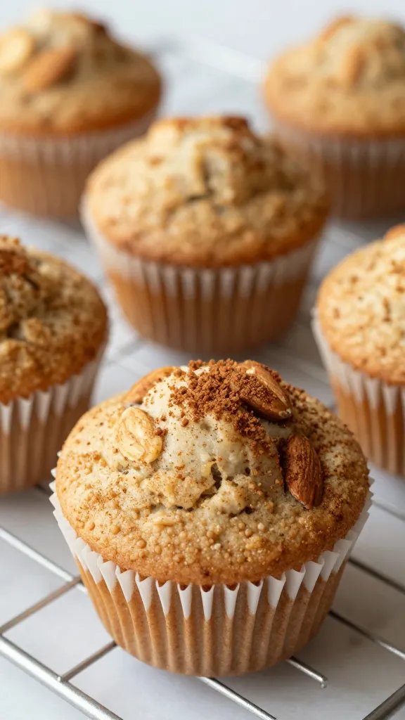 almond flour protein muffin dusted lightly with cinnamon