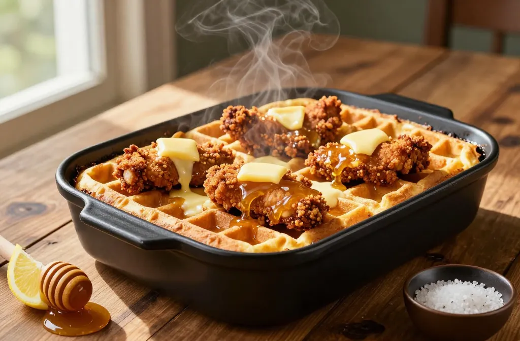 Hot Honey Chicken & Waffle Casserole Brunch Magic