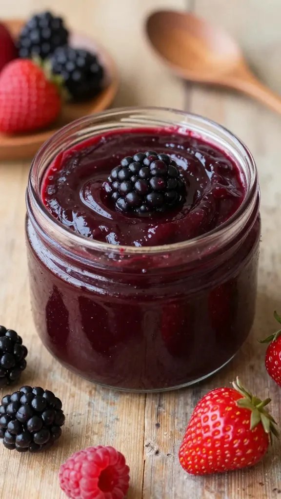 rustic strawberry-raspberry-blackberry filling, thick and glossy