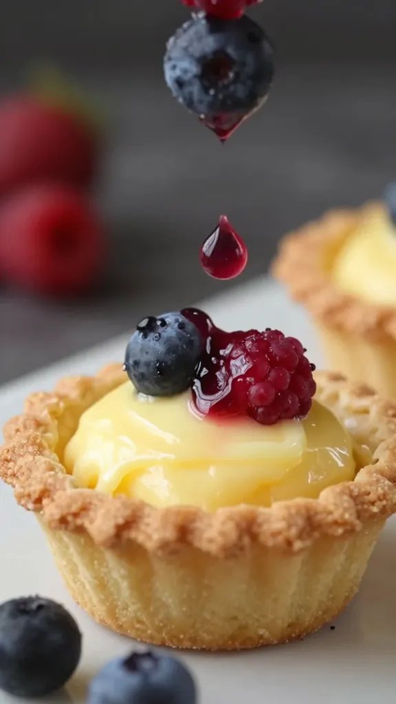 closeup of buttery cobbler dough dropped over berries