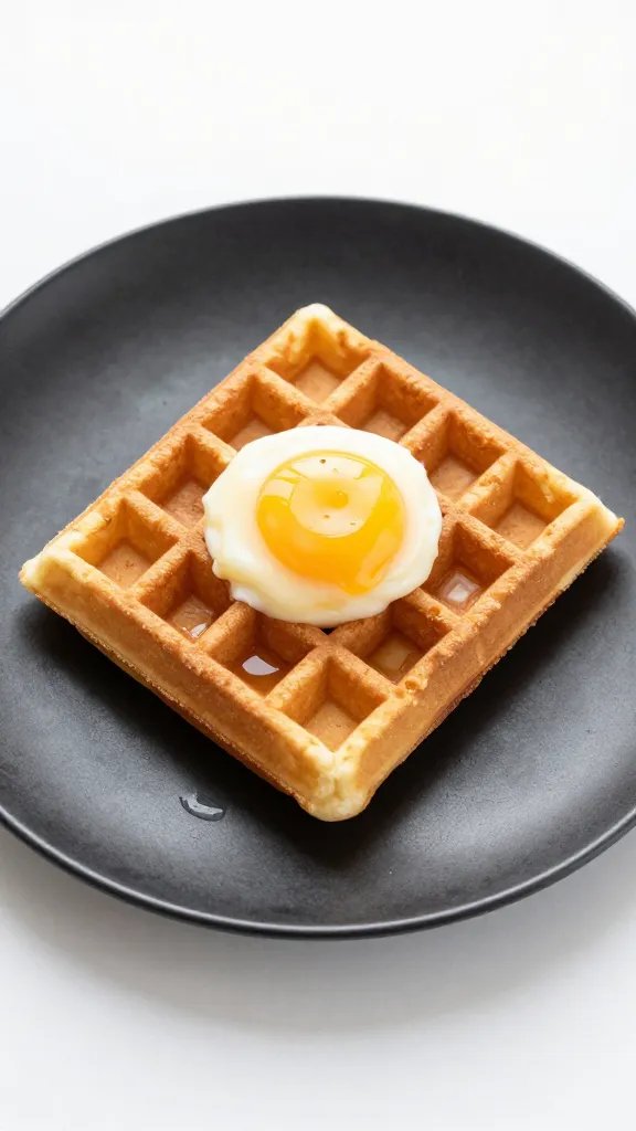 custardy-center eggnog waffle on matte black plate