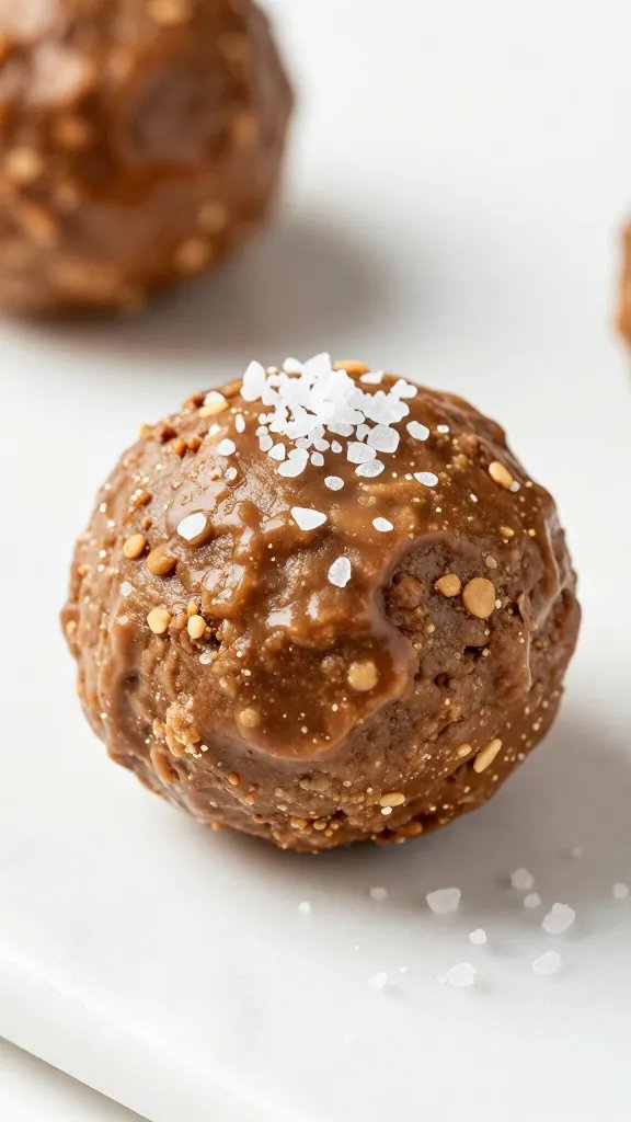 single peanut butter Kodiak protein ball with sea salt