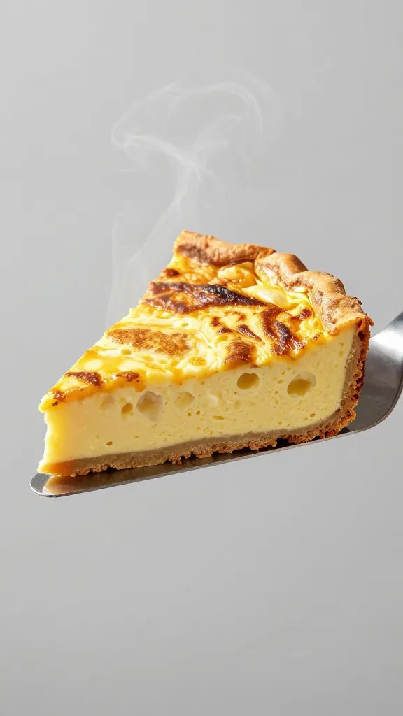 steaming frittata slice on offset spatula