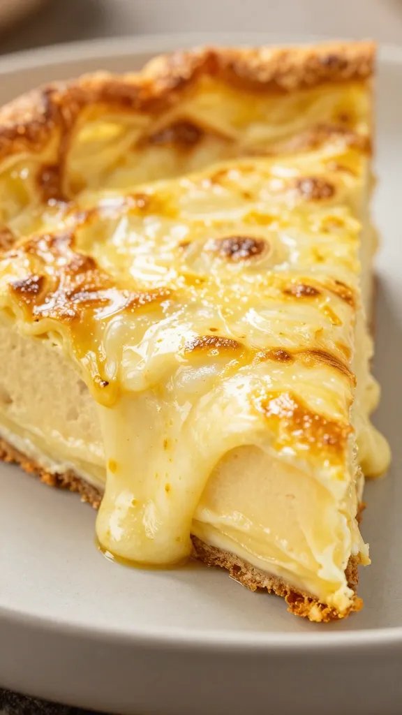 reheated frittata slice, melted cheese glistening closeup