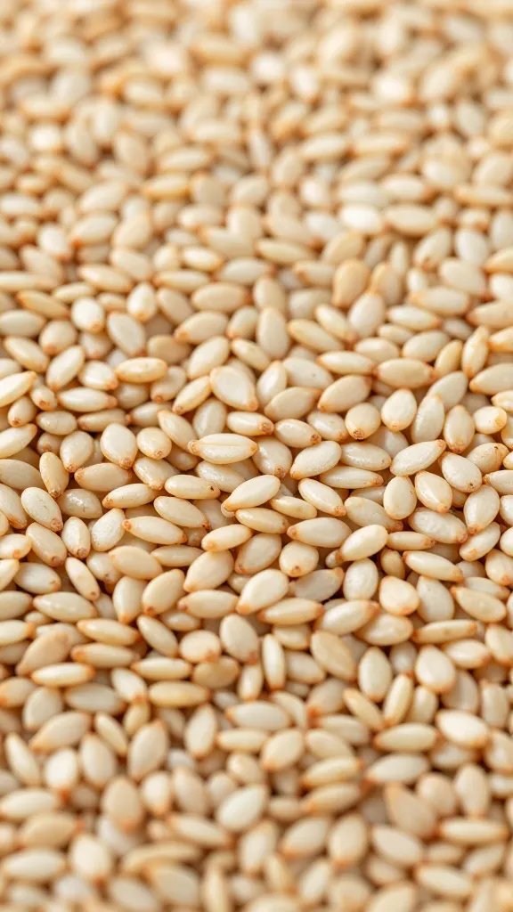 sesame seeds sprinkled over gyeran jjim, macro texture shot