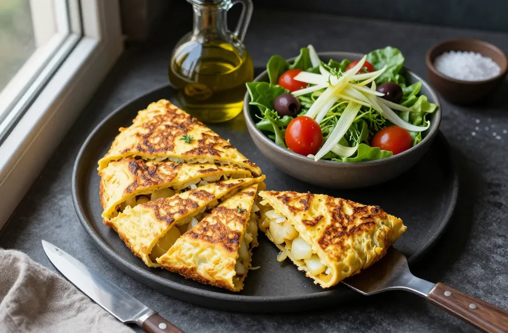 Tortilla EspañOla As Dinner — Spanish Potato Omelette with a Full Salad Plan and Slice-and-Serve Guide