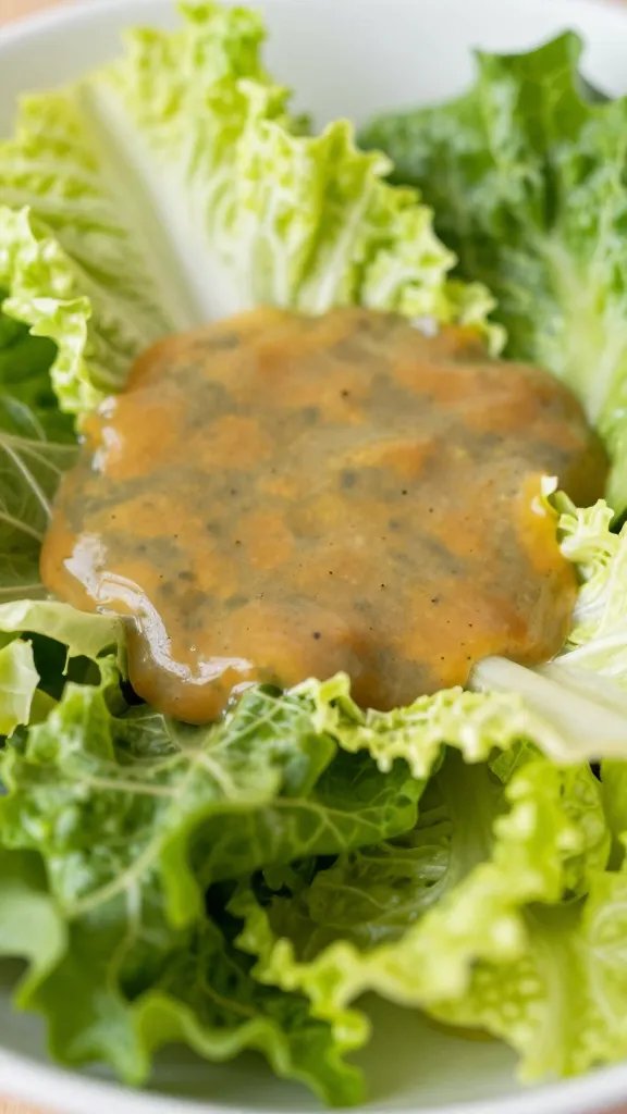romaine salad with sherry vinaigrette, tight closeup