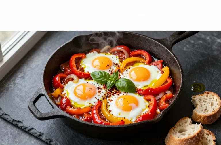 Eggs in Purgatory — Italian Eggs Poached in Spicy Peperonata, the Roman Dinner That Needs Only One Pan