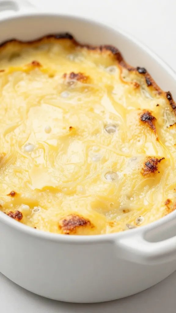 oeufs cocotte with gruyère melt in porcelain ramekin
