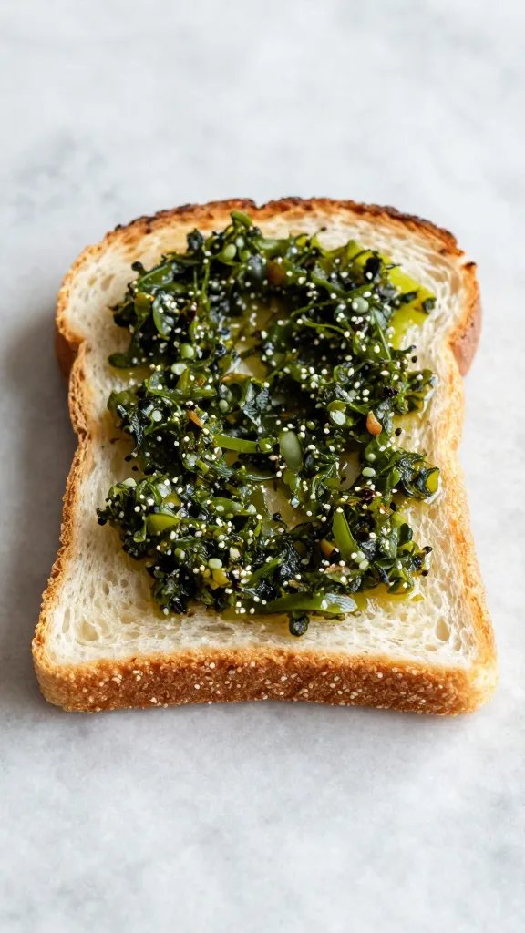 single slice toast topped with piperade, tight crop
