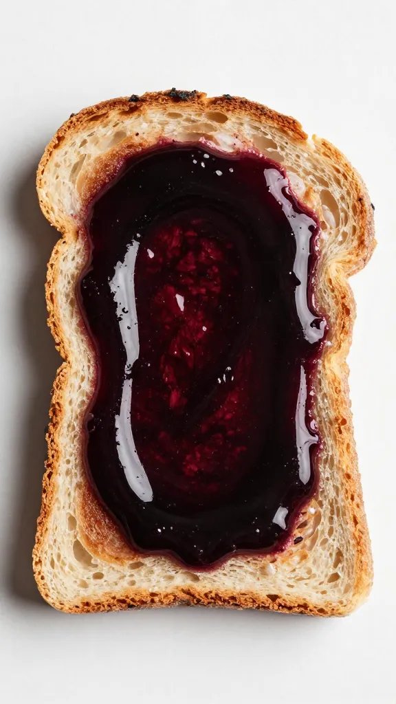 single slice rustic toast soaked in wine sauce