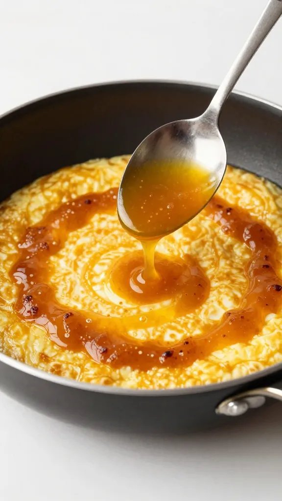 spoonful of saucy menemen hovering over pan