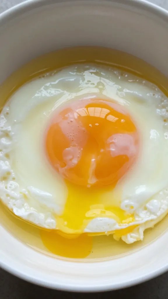 closeup bowl of çılbır with runny poached egg