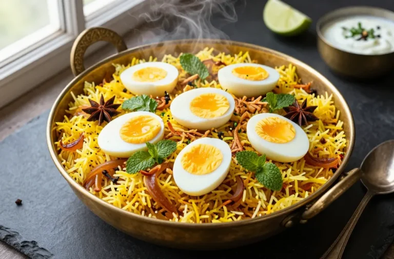 Egg Biryani — Fragrant Spiced Rice with Hard-Boiled Eggs, the Vegetarian Biryani That Satisfies Like the Real Thing