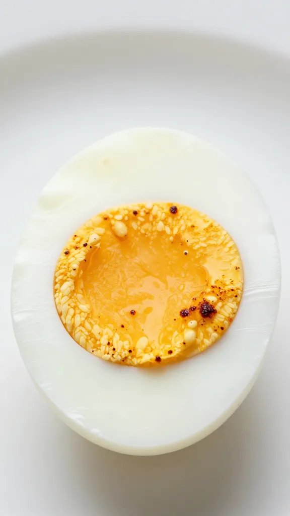 single hard-boiled egg scored and seared, coated in masala