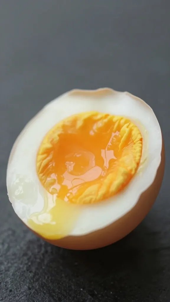 single egg halved, yolk stained orange by curry