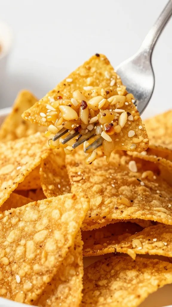 forkful of migas showing crunchy tortilla chips