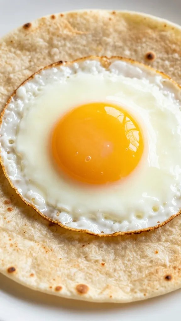 sunny-side-up egg with runny yolk on tortilla