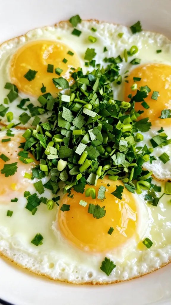 chopped cilantro sprinkle over fried egg