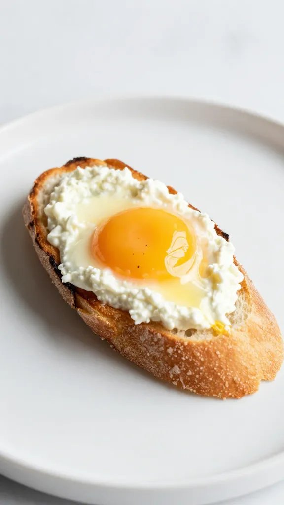 toasted baguette slice dipped in shakshuka yolk