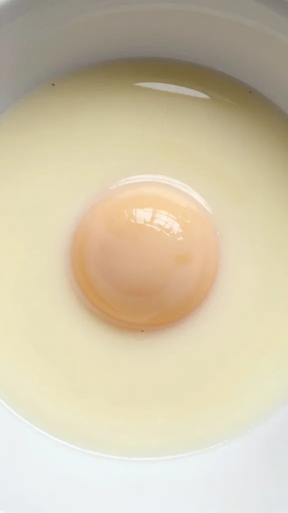 single egg poaching in pale silky sauce