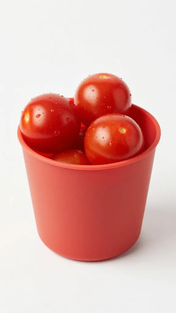 single silicone bento cup filled with red grape tomatoes