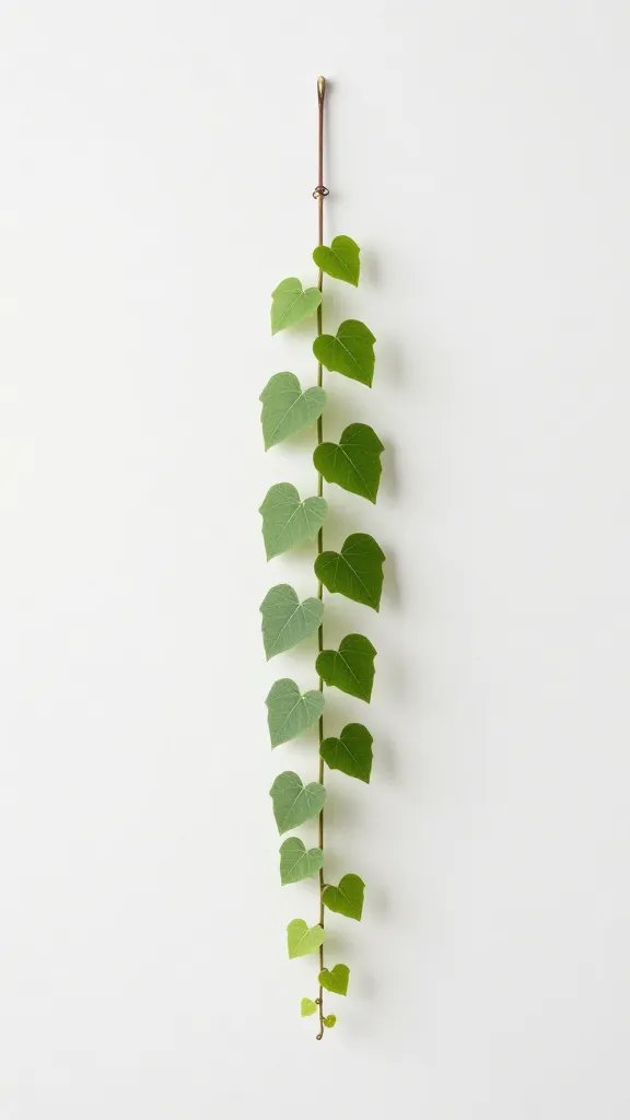 single trellis string supporting tepary vine, studio-style
