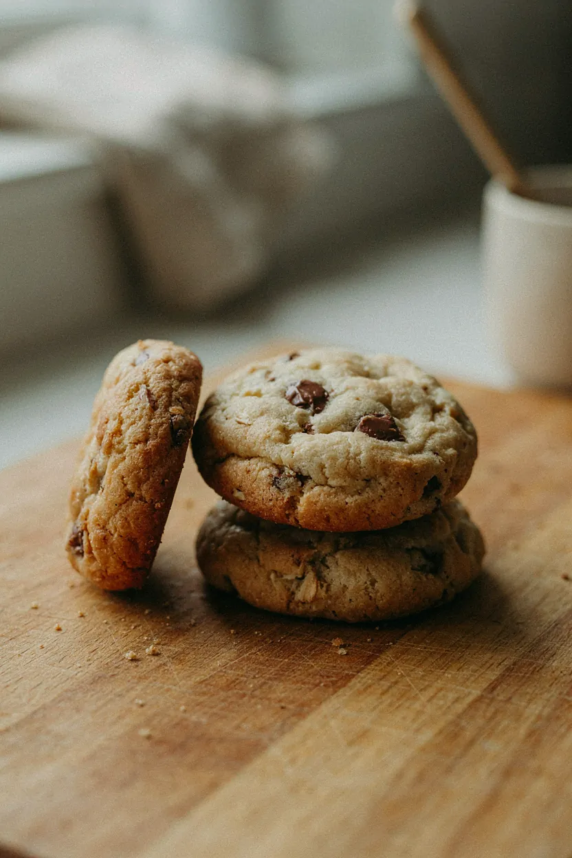 Side view comparing thin, thick and medium cookies