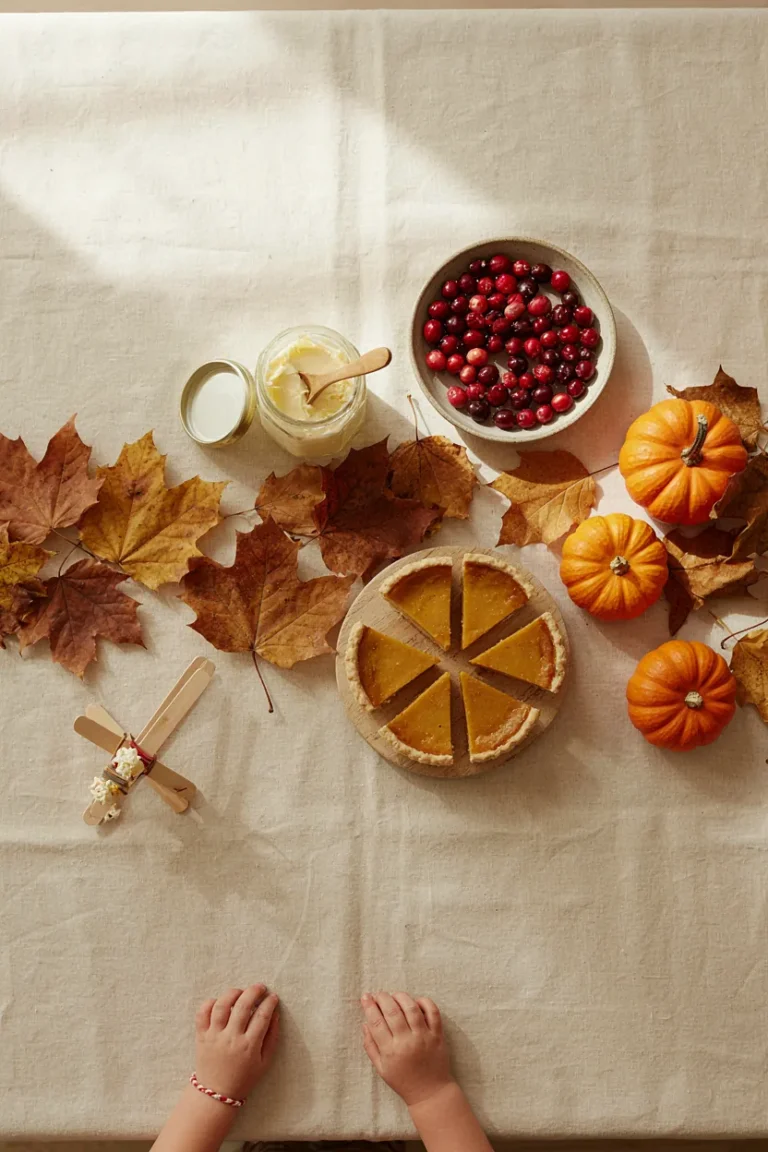 Thanksgiving kids' table set up with edible science experiments